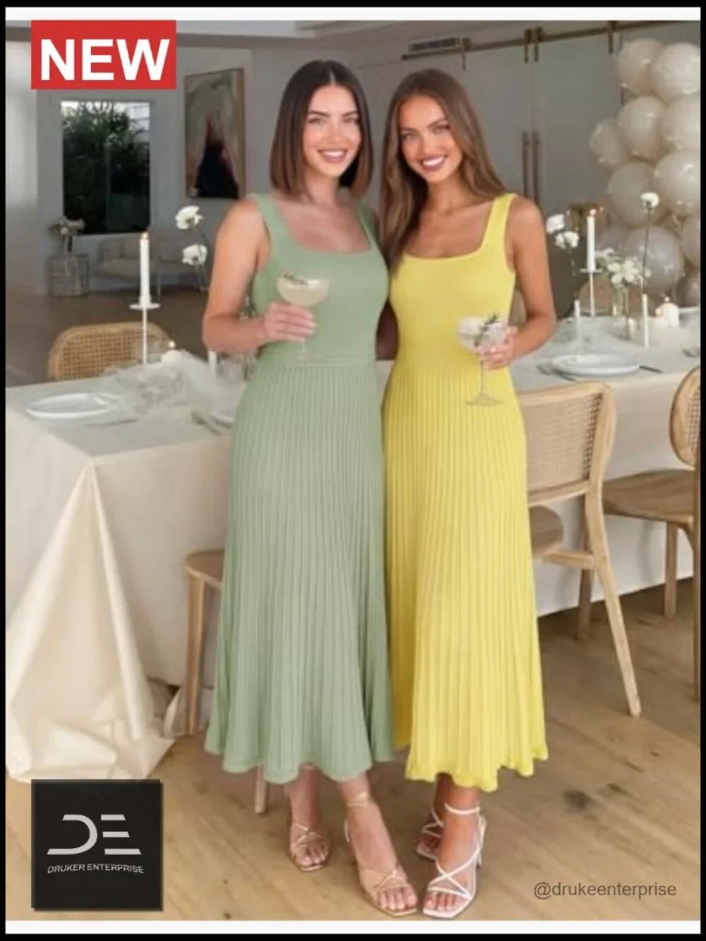 Sleeveless Pleated A-Line Midi Dress for Summer Wedding Guest Work Cocktail
